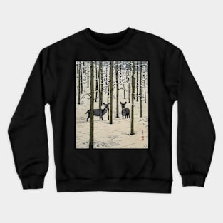 Nara deer in the snow - Japanese Vintage Art Ukiyo-e Crewneck Sweatshirt